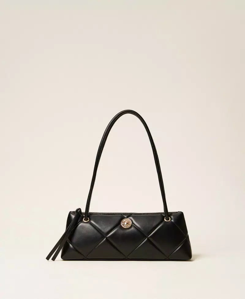 Borsa bauletto quilted con logo - Nero