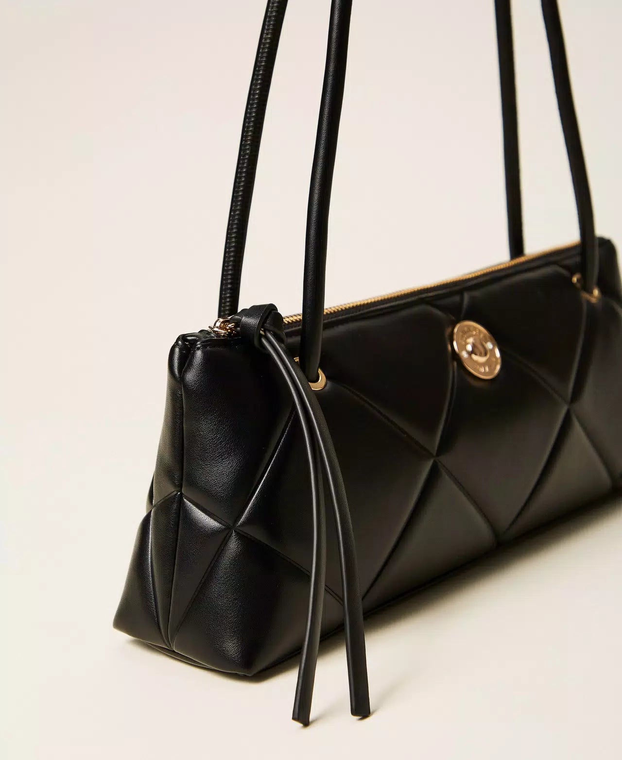 Borsa bauletto quilted con logo - Nero