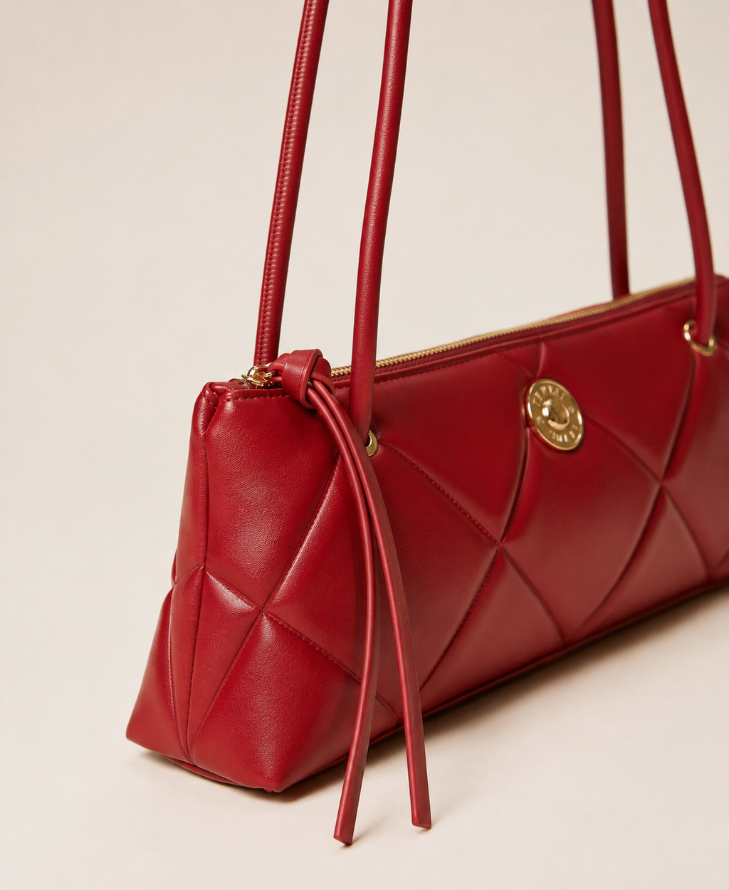 Borsa bauletto quilted con logo - Rosso