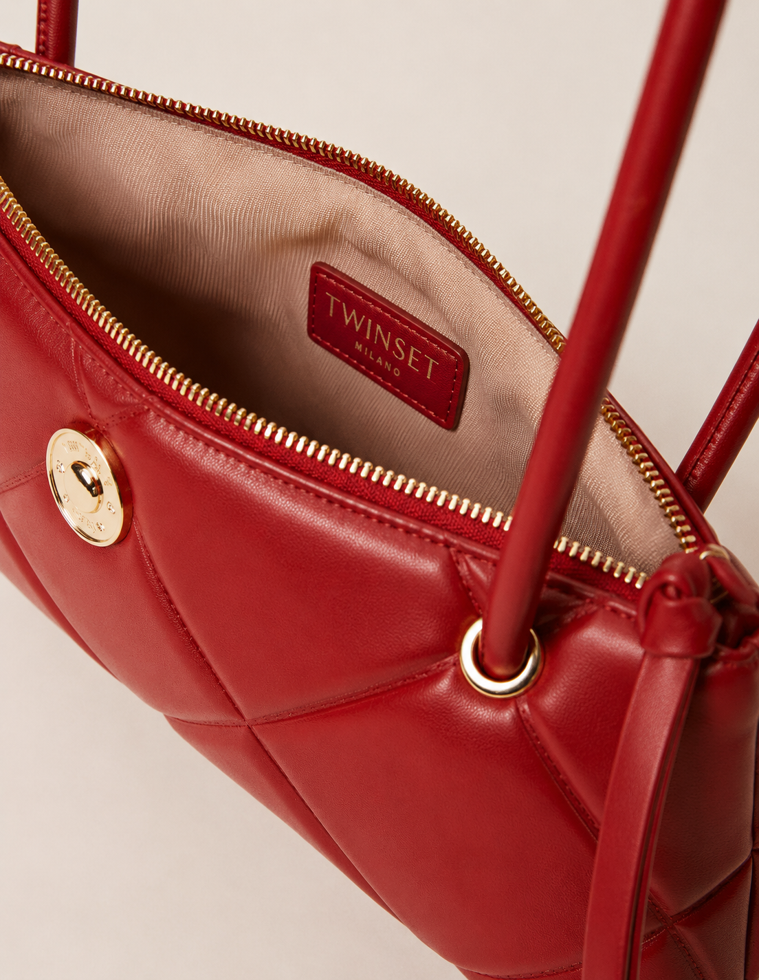 Borsa bauletto quilted con logo - Rosso