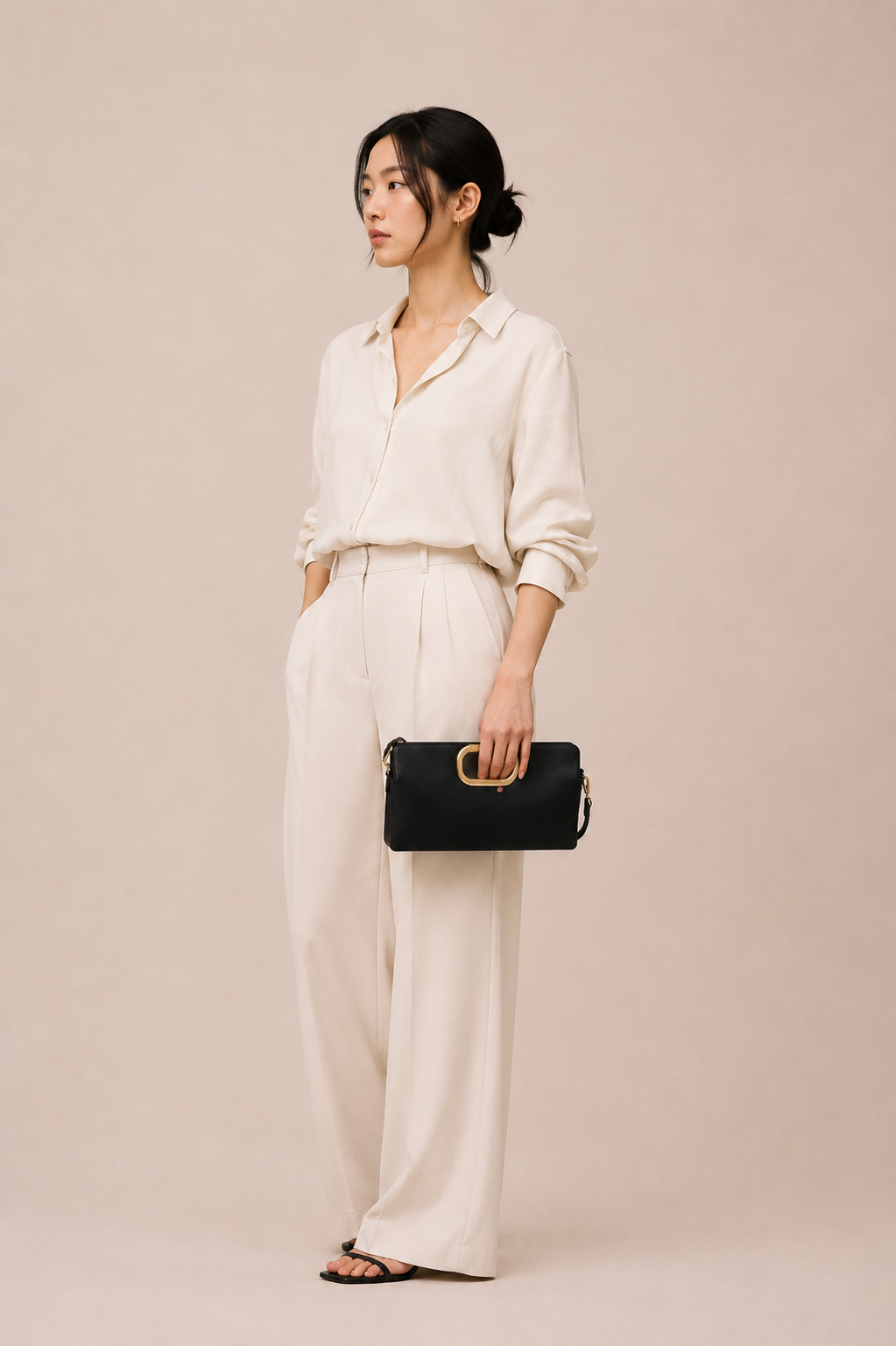 Borsa clutch Lila con manico logato - Nero