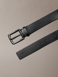 Cintura In Pelle Pieno Fiore Martellata - Black